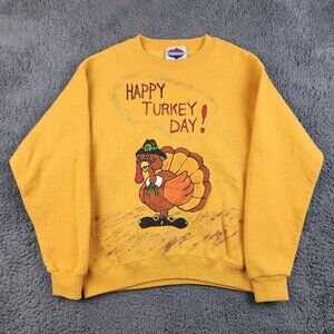 VTG Holiday Thanksgiving Crew Neck Sweater Youth Large Hand Painted Sweatshirt